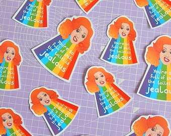 Sticker pour ordinateur portable Jinkx Monsoon en vinyle - Vous êtes tellement plein de merde que les toilettes sont jaloux - RPDR Rupaul's Drag Race arc-en-ciel LGBT