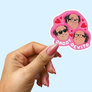 Danny Devito Vinyl Laptop Skateboard Sticker - Daddy Devito - Valentine Love Anniversary - Pink Heart Pop Culture