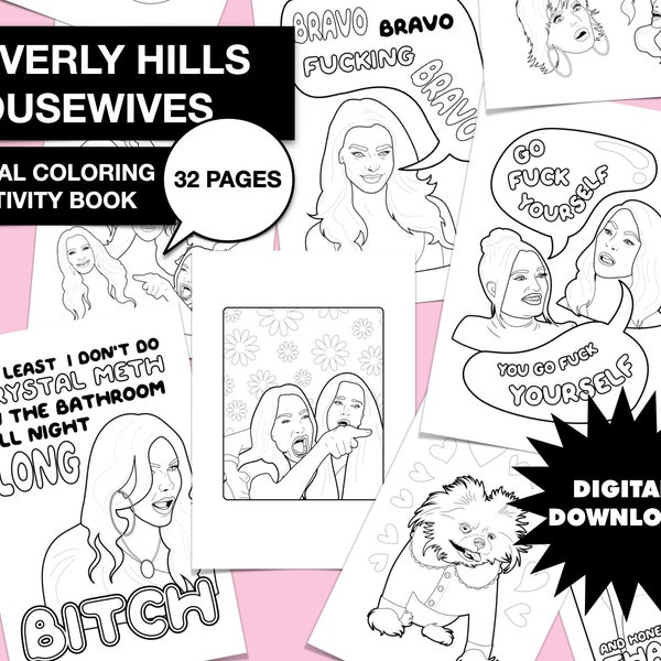 DIGITALER DOWNLOAD Hausfrauen von Beverly Hills Erwachsenen Geschenk Malbuch - Lisa Vanderpump Kyle Kim Richards Dorit Erika