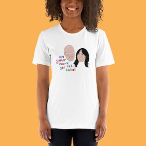 Noel Fielding Matt Lucas Cotton T Shirt - On Your Mark Get Set Bake - GBBO - Great British Bake Off