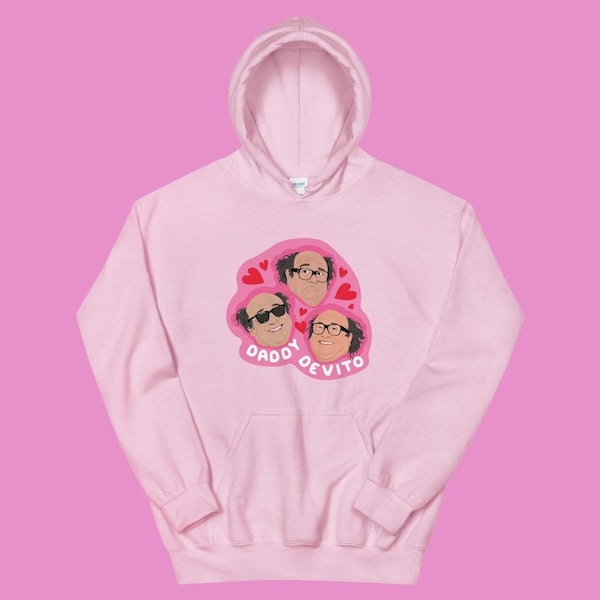 Sudadera unisex de mezcla pesada Danny DeVito (negro, gris y rosa) - Daddy DeVito - Regalo divertido de San Valentín de la cultura pop