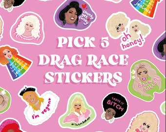 Rupaul's Drag Race Vinyl Stickers Set - PICK 5! - Funny Gift RPDR UK Drag Race