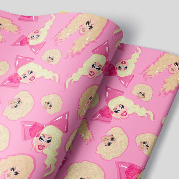 x2 sheets Trixie  Christmas Wrapping Paper - Pink Any Occasion - Rupauls Drag Race RPDR