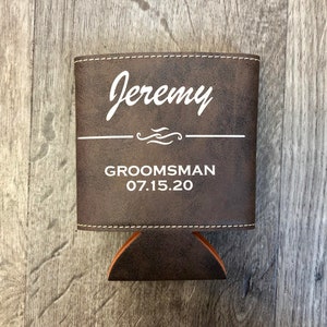 Groomsmen Gift | Personalized Leather Can Holder | More Colors Available!