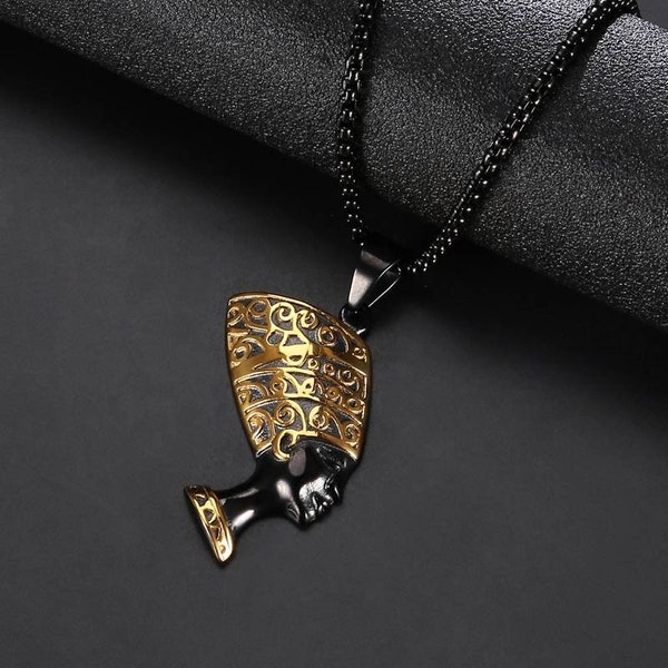 Egyptian Queen Nefertiti Pendant Necklace - Nefertiti Egyptian Scarab Queen Cleopatra Necklace Unisex