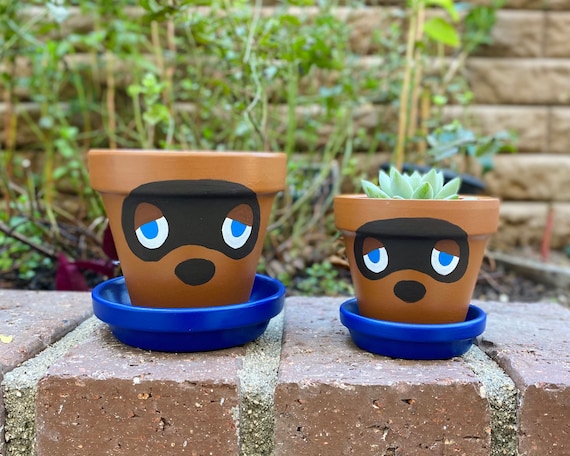 Tom Nook Animal Crossing Handpainted Terracotta Flower Pot - Etsy Tom Nook Animal Crossing Handpainted Terracotta Flower Pot - Etsy