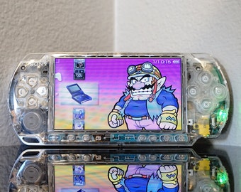 Sony PSP 3000 Custom Clear Shell Console | 128GB Fully Modded with Games and Emulators | New Shell + Buttons | Working UMD | CFW 6.61