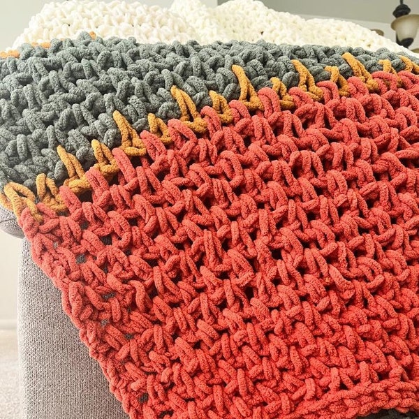 Easy crocheted throw blanket pattern, chunky blanket, modern crochet blanket pattern, chunky throw, chunky crochet throw blanket