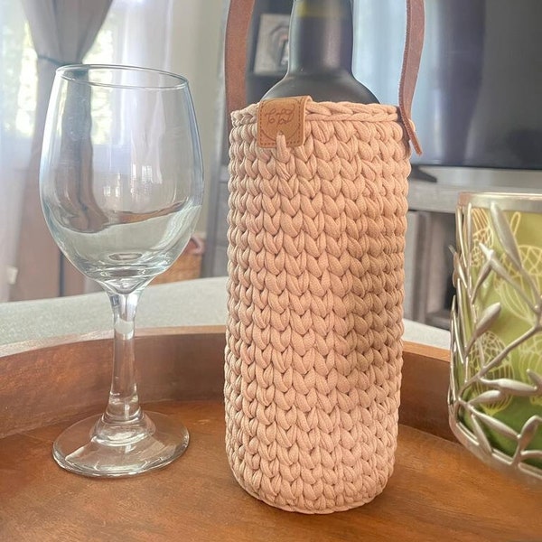 Cabas à vin au crochet, porte-bouteille de vin au crochet, porte-bouteille de vin au crochet, sac de vin au crochet, cadeau fait main bricolage