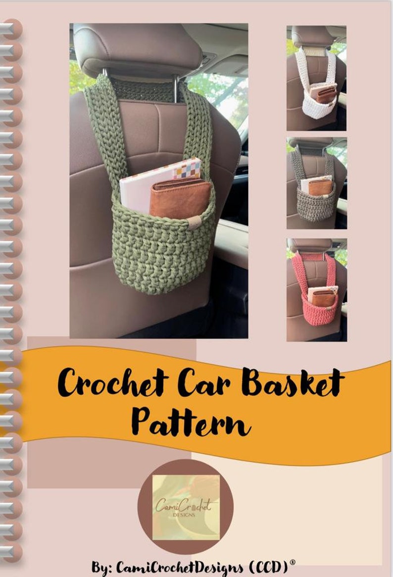 How to crochet a car basket, Crochet Pattern PDF, Crochet car decor, car accesorie boho, car basket crochet pattern, hanging car decor, DIY image 2