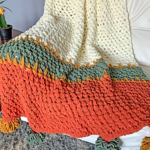 Crochet Pattern, Chunky Crochet Blanket Throw, easy crochet blanket pattern