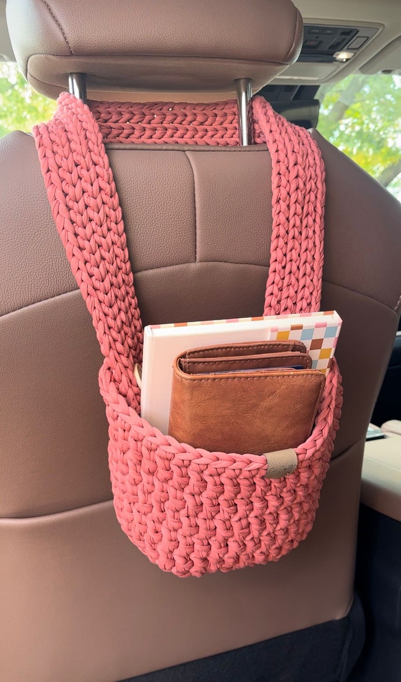 How to crochet a car basket, Crochet Pattern PDF, Crochet car decor, car accesorie boho, car basket crochet pattern, hanging car decor, DIY image 4