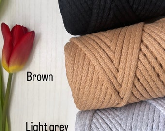 5mm Braided Cotton Cord Yarn: Macrame Project Supplies (67 m)