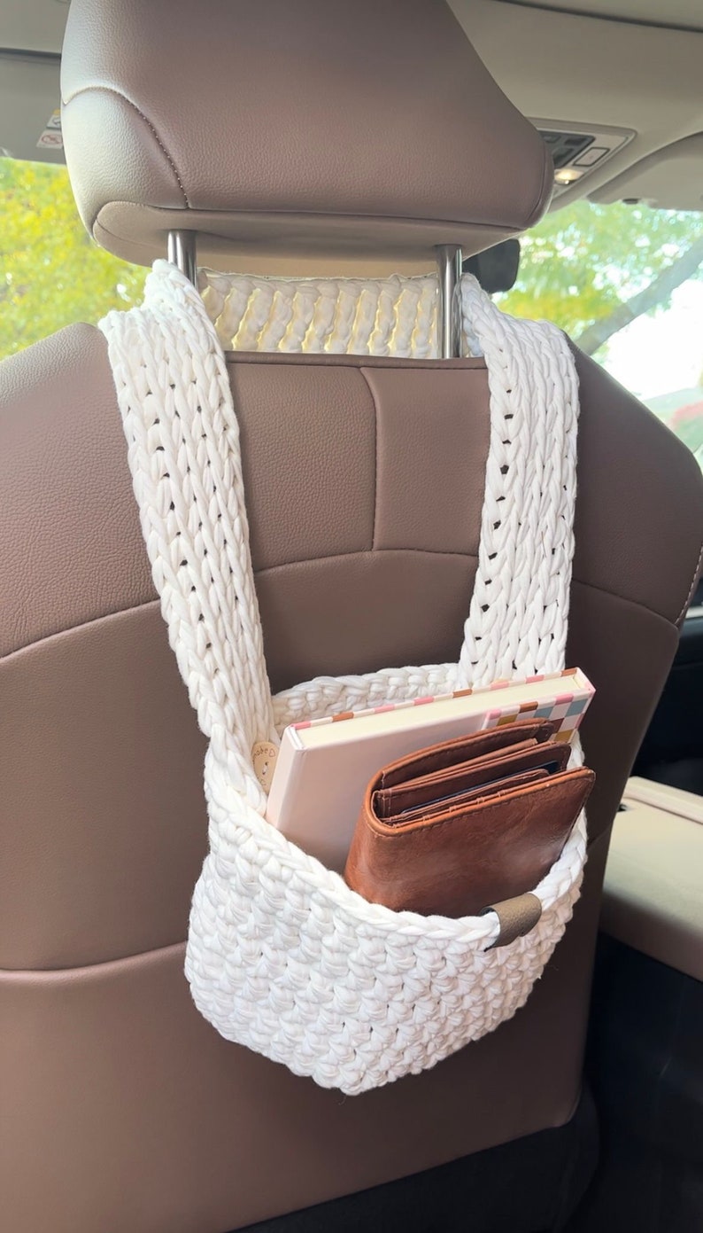 How to crochet a car basket, Crochet Pattern PDF, Crochet car decor, car accesorie boho, car basket crochet pattern, hanging car decor, DIY image 5