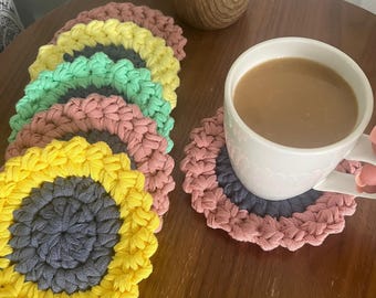 Crochet Ribbon Coaster Pattern: Beginner-Friendly Home Decor (PDF file)
