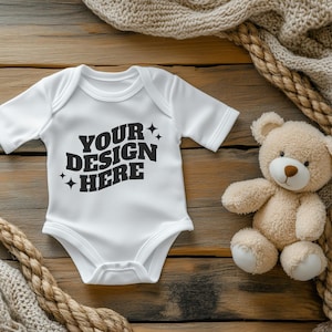 Baby Onesie Mockup, Gildan Cotton White Infant Bodysuit Mock up, Baby Model Mock up, Child Lifestyle Blank Bodysuit Mockup Template