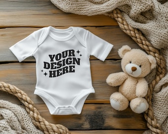 Baby Onesie Mockup, Gildan Cotton White Infant Bodysuit Mock up, Baby Model Mock up, Child Lifestyle Blank Bodysuit Mockup Template