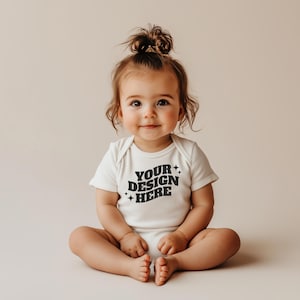 Baby Onesie Mockup, Gildan Cotton White Infant Bodysuit Mock up, Baby Model Mock up, Child Lifestyle Blank Bodysuit Mockup Template