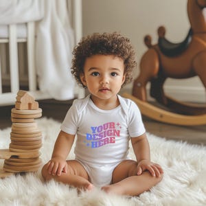 Baby Onesie Mockup, Gildan Cotton White Infant Bodysuit Mock up, Baby Model Mock up, Child Lifestyle Blank Bodysuit Mockup Template