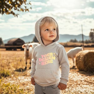 Kids Hoodie Mockup, Mockup Toddler Boy, Gildan Kids White Gray Hoodie Mockup, Lifestyle Blank Hoodie Mockup Template