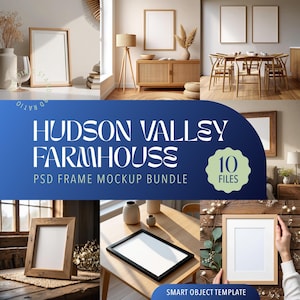 Rustic Farmhouse Frame Mockup Bundle | Digital PSD Smart Object | DIN A | A3 Frame Photoshop Template for Wall Art and Prints Display