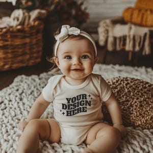 Baby Onesie Mockup, Gildan Cotton White Infant Bodysuit Mock up, Baby Model Mock up, Child Lifestyle Blank Bodysuit Mockup Template