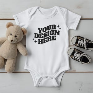 Baby Onesie Mockup, Gildan Cotton White Infant Bodysuit Mock up, Baby Model Mock up, Child Lifestyle Blank Bodysuit Mockup Template