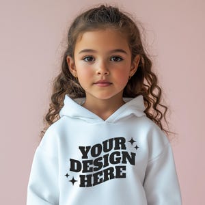Kids Hoodie Mockup, Mockup Toddler Girl, Gildan Kids White Hoodie Mockup, Lifestyle Blank Hoodie Mockup Template