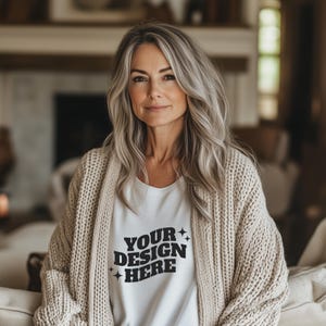 Comfortkleuren wit shirtmodel, Bella Canvas mockup, modelmodel, wit T-shirtmodel, wit Bella Canvas 3001 shirtmodel