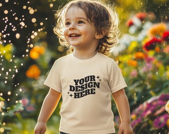Kids TShirt Mockup, Mockup Toddler Boy, Bella Canvas Kids Shirt Mockup, Gildan Lifestyle Summer Fun Blank Tee Mockup Template