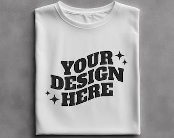 Bella Canvas Folded Mockup, Flat Lay Tshirt Mock-up, White Gildan Folded T-shirt Flatlay Mockup, POD Mockup