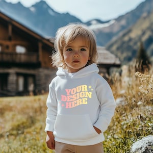 Kids Hoodie Mockup, Mockup Toddler Boy, Gildan Kids White Hoodie Mockup, Lifestyle Blank Hoodie Mockup Template