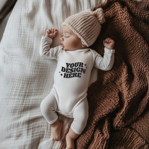 Baby Onesie Mockup, Gildan Cotton White Infant Bodysuit Mock up, Baby Model Mock up, Child Lifestyle Blank Bodysuit Mockup Template