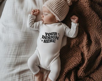 Baby Onesie Mockup, Gildan Cotton White Infant Bodysuit Mock up, Baby Model Mock up, Child Lifestyle Blank Bodysuit Mockup Template