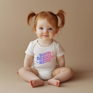 Baby Onesie Mockup, Gildan Cotton White Infant Bodysuit Mock up, Baby Model Mock up, Child Lifestyle Blank Bodysuit Mockup Template