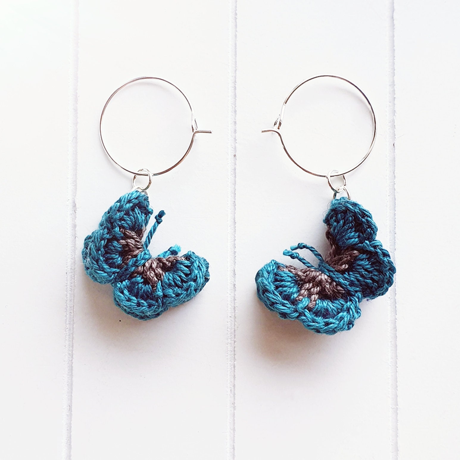 Crochet Butterfly Earrings handmade Etsy Denmark