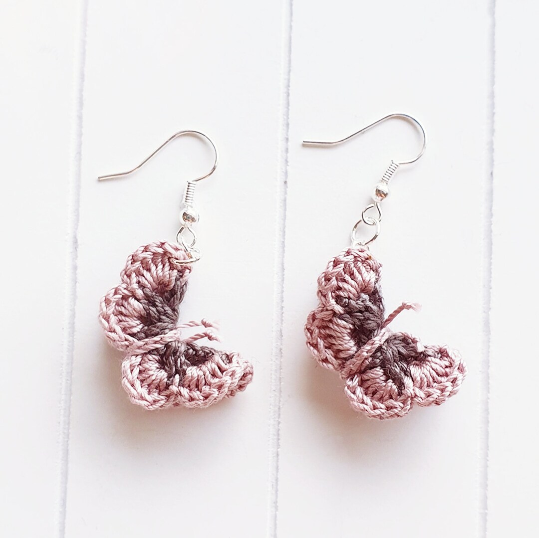 Crochet Butterfly Earrings handmade Etsy Denmark