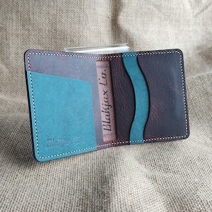 Cartera de cuero hecha a mano / Cosida a mano / Cuero italiano Carlo Badalassi / Regalo para hombres / Cartera EDC plegable / Grano completo / Cartera delgada