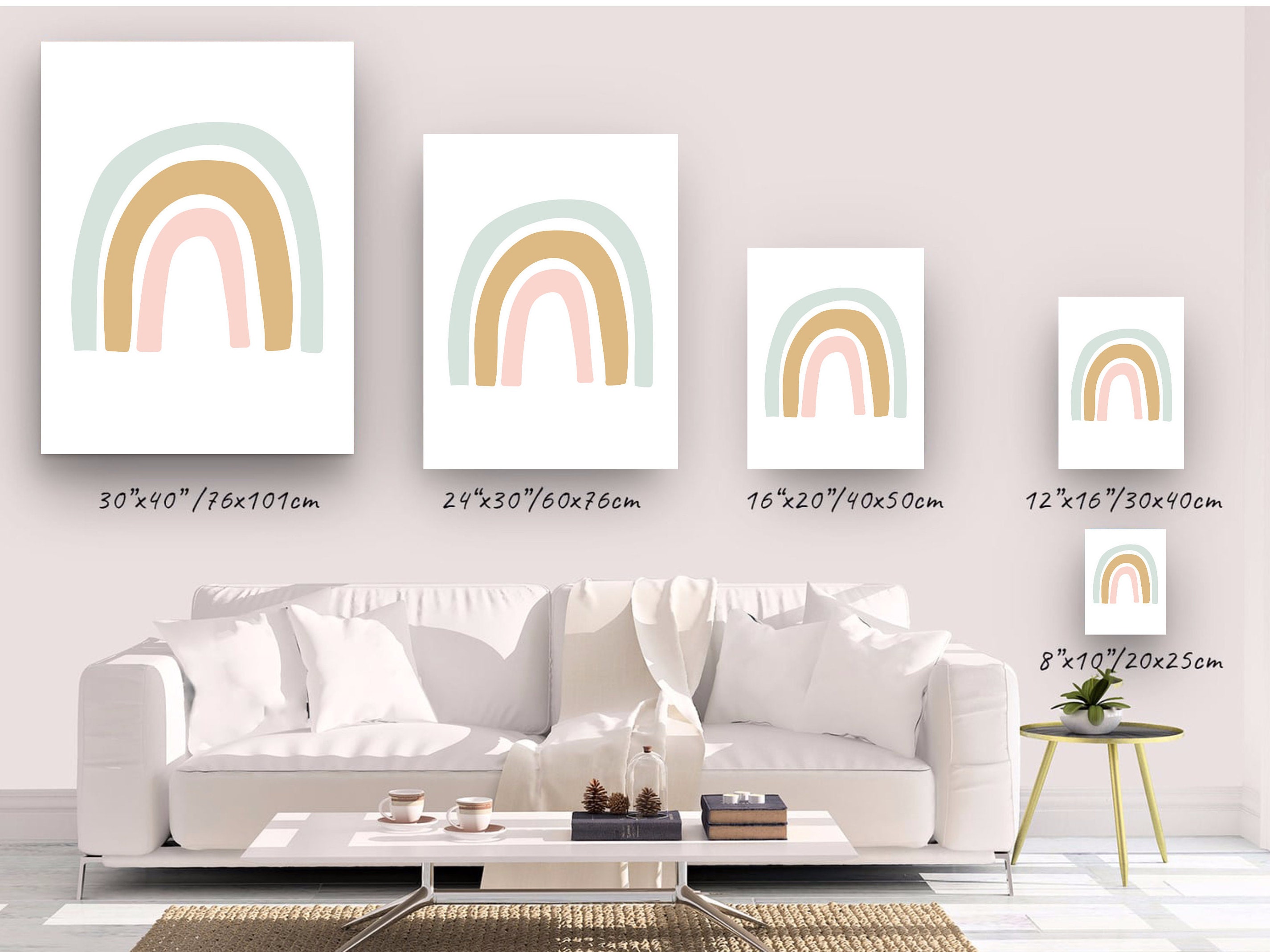 Neutral Rainbow Print Rainbow Wall Art Whimsical Print | Etsy