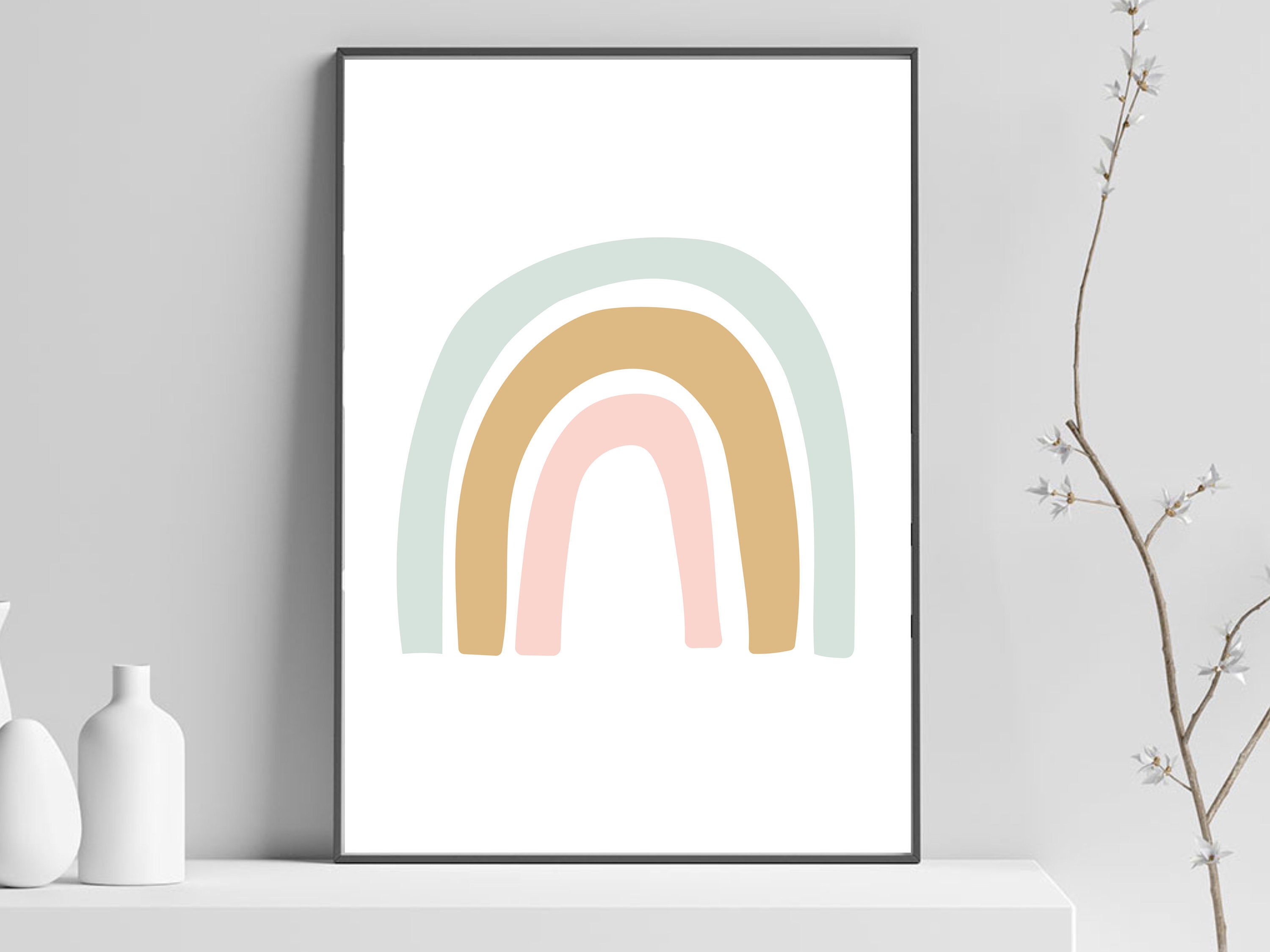 Neutral Rainbow Print Rainbow Wall Art Whimsical Print | Etsy