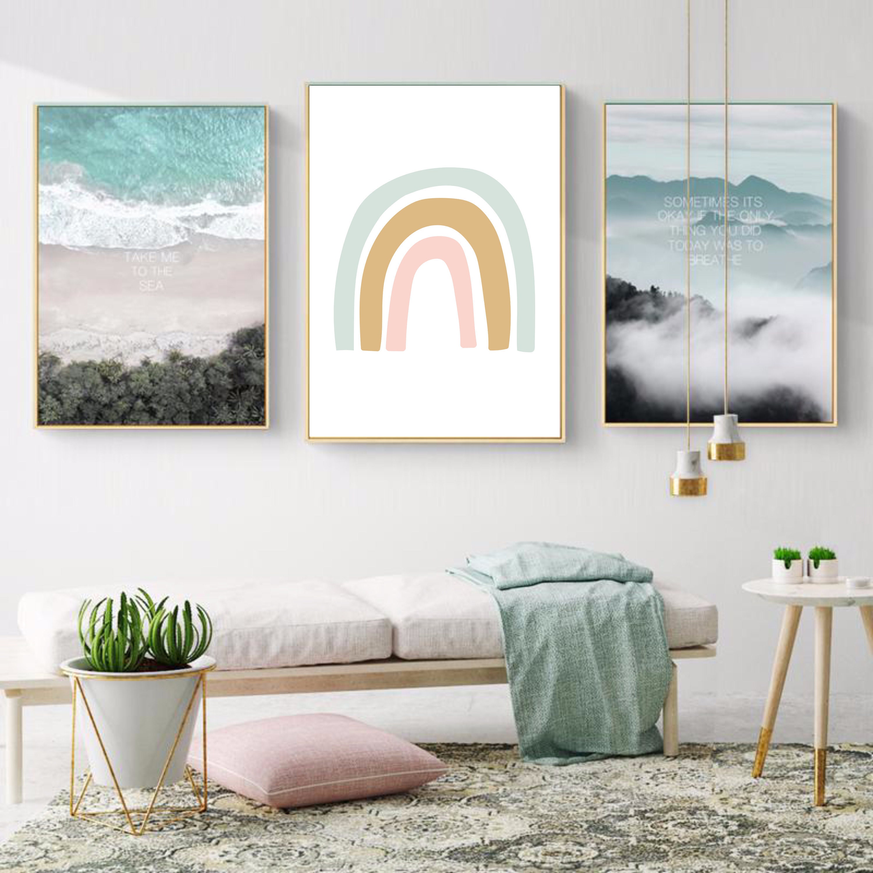 Neutral Rainbow Print Rainbow Wall Art Whimsical Print | Etsy