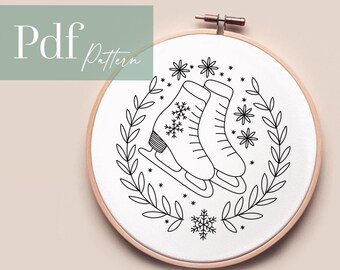 Embroidery template "Ice skates" embroidery pattern embroidery design embroidery motif pattern for beginners