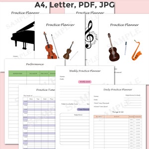 Music Practice Planner Journal for Professional Musician, Major Student Piano Violin Cello Voice Guitar Flute Clarinet Assignment Checklist