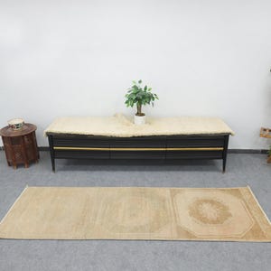 Vintage Runner Rug, Oushak Runner Rug, Pale Hallway Runner Rug, Narrow Long Rug, Kitchen Runner