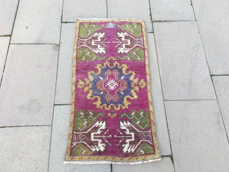 Turkish Bath Mat 2x3oushak Rugpurple Green Rugboho Vintage Etsy