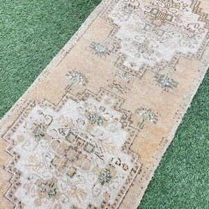 Small Oushak Rug, Orange Green Rug, Oushak Area Rug for Bedroom, 2x4 Oriental Rug, Kitchen Small Rug, Entryway Rug 1&#39;6&quot;x3&#39;9&quot;