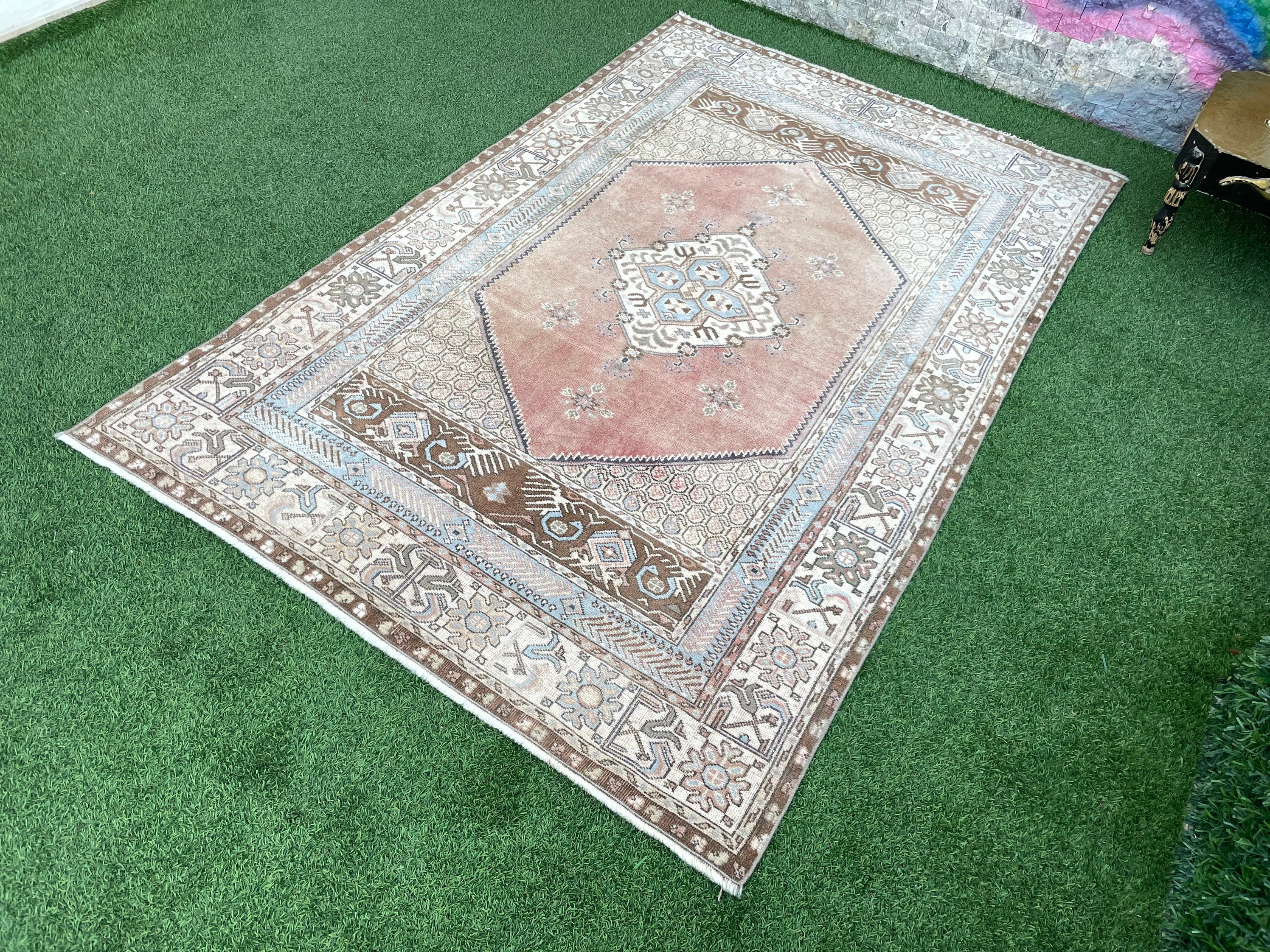 Tapis oushak Brun bleu,