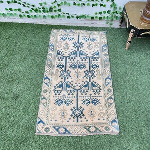 Handwoven Wool Turkish Rug: Small Vintage Oushak Area Rug (2x4)