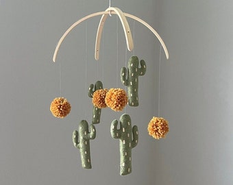 Cactus Baby Mobile, Felt Desert Nursery Decor, Boho Style