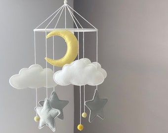 Baby Mobile Sky Theme,Cloud and Star Mobile,Nursery Mobile,Big clouds Mobile Nursery,Baby crib mobile,Baby Mobile girl,Sky Nursery Decor